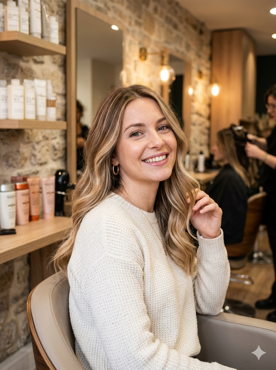 Cliente dans le salon pendant une prestation de coiffure